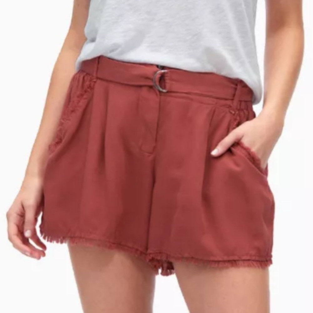 SPLENDID Cross Hatch High Waisted Shorts Brick Red NWT